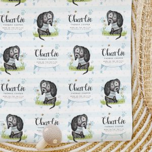 Custom Wrapping Paper You Are Pawfect Blue