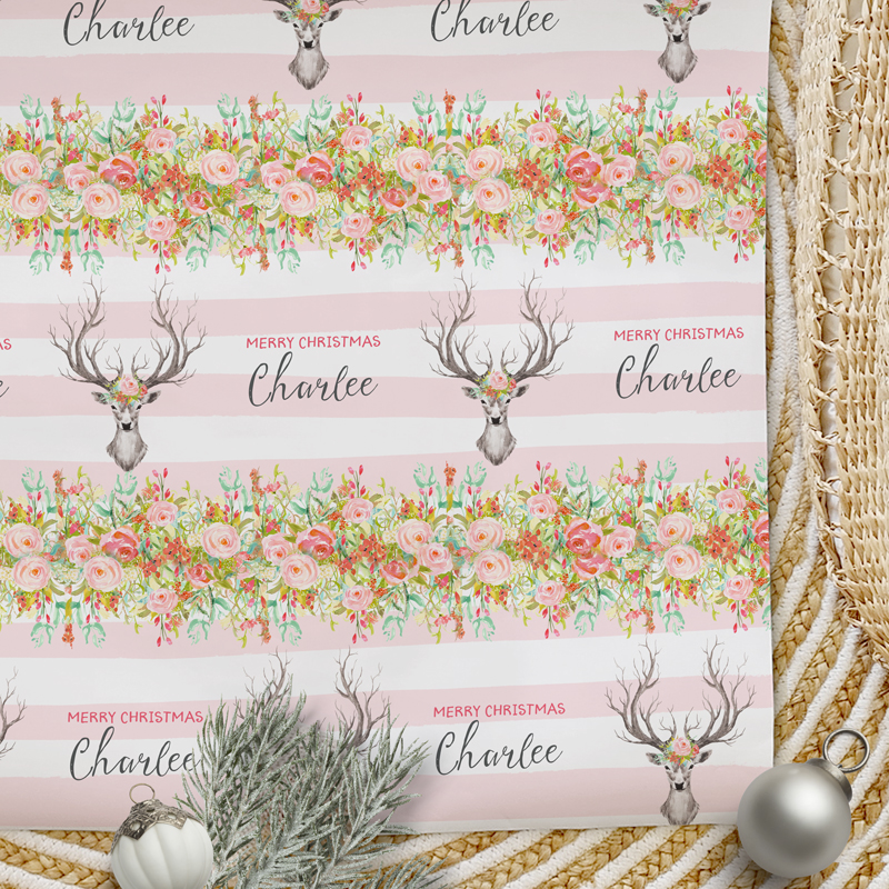 Christmas Wrapping Paper Stripes & Florals