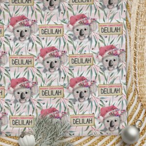 Christmas Wrapping Paper Koala Love Floral