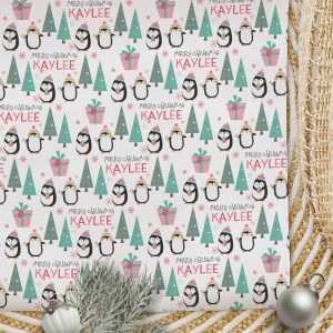 Christmas Wrapping Paper Penguin Can Can