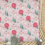 Christmas Wrapping Paper Snowman Snowman Pink