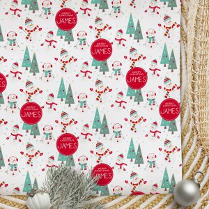 Christmas Wrapping Paper Snowman Snowman Red