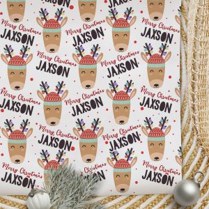 Christmas Wrapping Paper Deers & Baubles