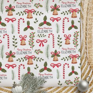 Christmas Wrapping Paper Bells & Candy Canes