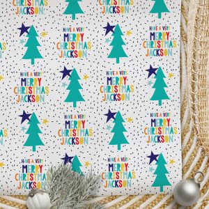 Christmas Wrapping Paper Have A Very Merry Christmas Blue