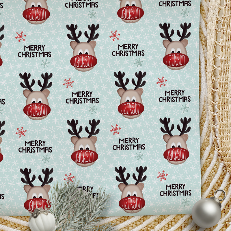 Christmas Wrapping Paper Big Nose Reindeer