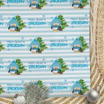 Christmas Wrapping Paper Blue Penguins