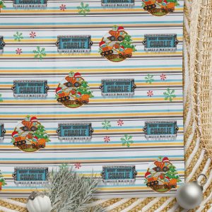 Christmas Wrapping Paper Caution Construction