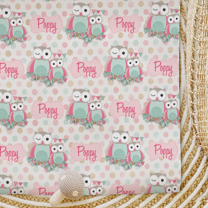 Kids Custom Wrapping Paper Pastel Owls