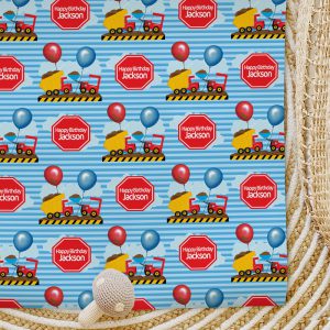 Kids Custom Wrapping Paper Diggers & Dump Trucks