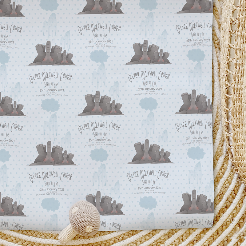 Custom Wrapping Paper Cheeky Elephants