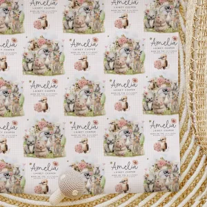 Custom Wrapping Paper Australian Animals Floral