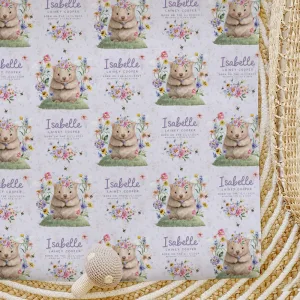 Custom Wrapping Paper Floral Wombat