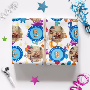 Custom Personalised Age Wrapping Paper - Birthday Dinosaurs