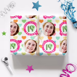 Custom Personalised Age Wrapping Paper - Tutti Fruitti Hearts