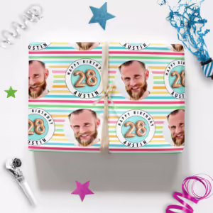 Custom Personalised Age Wrapping Paper - Stripes