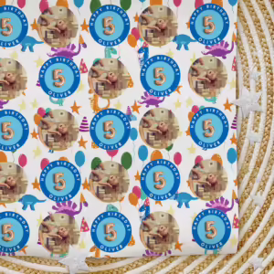 Custom Personalised Age Wrapping Paper - Birthday Dinosaurs