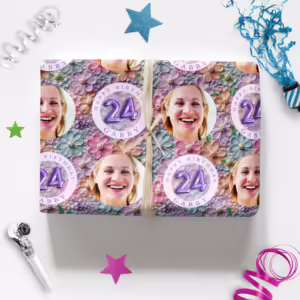 Custom Personalised Age Wrapping Paper - Flower Power