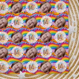 Custom Personalised Age Wrapping Paper - Rainbow Vibes