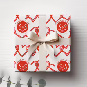 Custom Wedding & Engagement Wrapping Paper - Love Hearts