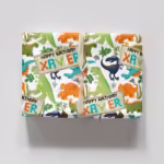 Custom Kids Birthday Wrapping Paper - Dinosaur Stomp