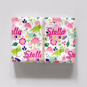 Custom Kids Wrapping Paper - Floral Dinosaurs