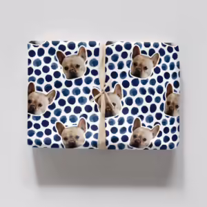 Photo Face Wrapping Paper - Blue Dots