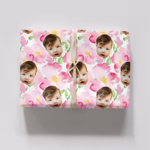 Photo Face Wrapping Paper - Pink Roses