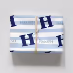 Custom Kids Wrapping Paper - Initial Stripes Blue