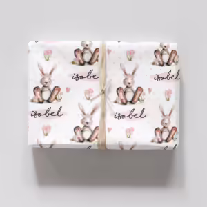 Custom Kids Wrapping Paper - Snuggle Bunny Pink