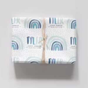Custom Kids Wrapping Paper - Rainbow Rainbow Blues
