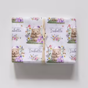 Personalised Christmas Wrapping Paper - Floral Wombat