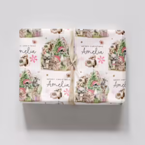 Personalised Christmas Wrapping Paper - Australian Animals Floral