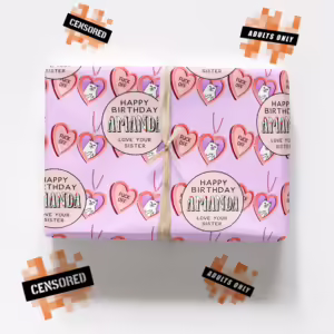 Custom Personalised Adults Only Wrapping Paper - Naughty Pussy