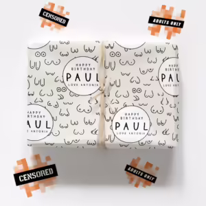Custom Personalised Adults Only Wrapping Paper - Boobies