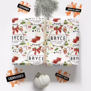 Personalised Adults Only Christmas Wrapping Paper - Well Hung