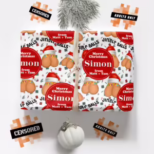 Personalised Adults Only Christmas Wrapping Paper - Jingle Balls