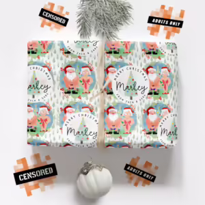 Personalised Adults Only Christmas Wrapping Paper - Mr & Mrs Claus