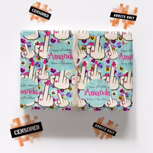 Custom Personalised Adults Only Wrapping Paper - Middle Finger