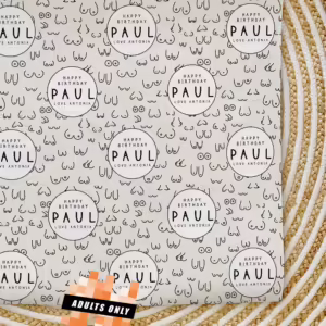 Custom Personalised Adults Only Wrapping Paper - Boobies