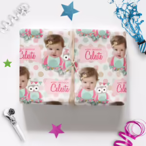 Kids Birthday Wrapping Photo Paper - Pastel Owls