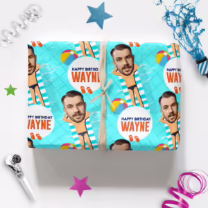 Adults Birthday Wrapping Photo Paper - Pool Time Blue