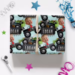 Kids Birthday Wrapping Photo Paper - Monster Trucks