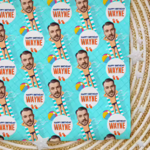 Adults Birthday Wrapping Photo Paper - Pool Time Blue