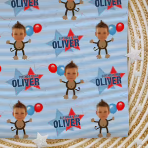 Kids Birthday Wrapping Photo Paper - Cheeky Monkey