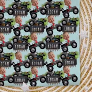 Kids Birthday Wrapping Photo Paper - Monster Trucks