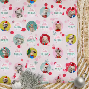 Christmas Wrapping Paper - Aussie Christmas Pink