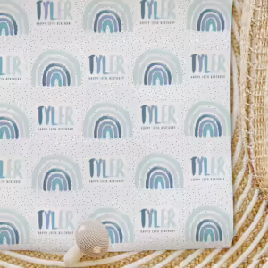 Custom Kids Wrapping Paper - Rainbow Rainbow Blues