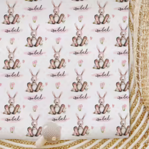 Custom Kids Wrapping Paper - Snuggle Bunny Pink