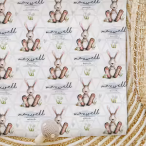 Custom Kids Wrapping Paper - Snuggle Bunny Blue